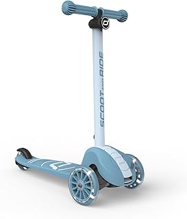 Scoot & Ride Highwaykick 3S Kinderroller ab 3 Jahren Höhenverstellbar 2-Fach Lenkung LED-Räder Zusammenklappbar Scooter für Kinder 96-130 cm