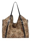 YANPLS Leopard Print Tote Handbag for Women Cheetah Animal Pattern Nylon Shoulder Purse Bags（brown）