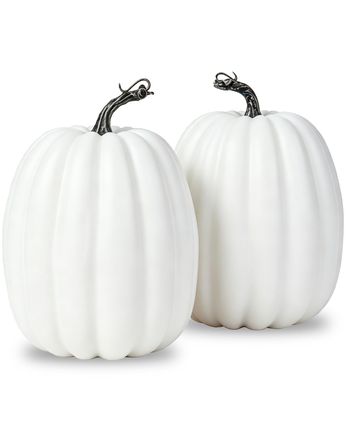 vensovo 8 inch large white artificial pumpkins 2-pack