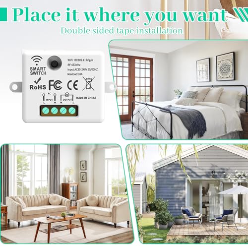 Herbst Funk Lichtschalter 2 Set, Funkschalter Licht 230v, Keine Verkabelung Erforderlich, Funkschalter Set Funk Schalterfunkschalter Licht mit Empfänger