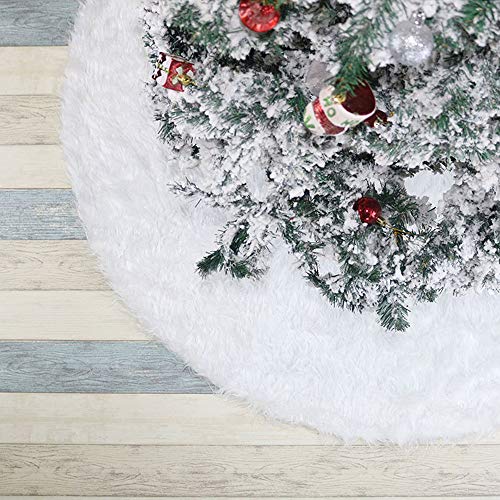 Deggodech 122cm Weihnachtsbaum Röcke Plüsch Weihnachtsbaum Rock Weiß Rund Weihnachtsbaumdecke Fell Christbaumständer Teppich für… – Ansicht 2