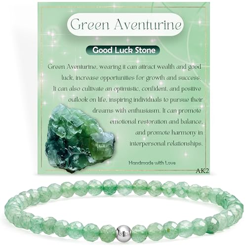 Farfume Aventurina Verde - Buena Suerte - Pulseras de Cuentas para las Mujeres, 4mm Cristal Plata de ley 925 Piedra Natural Elásticas con Piedras Preciosas de para Mujer, Joyería de Chakra Regalos