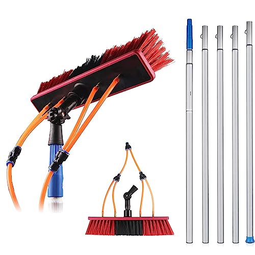 Kit de limpieza de ventanas, cabezal de cepillo de 50 cm con mango extensible, sistema de limpieza de agua para paneles solares e invernaderos, eficiente y fácil de usar.