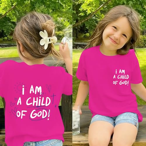 Image of KEEVICI Cute I Am A God of Child Shirt Girls Graphic Tees Christian T Shirts for Kids Jesus Religious Faith Cotton Summer Top