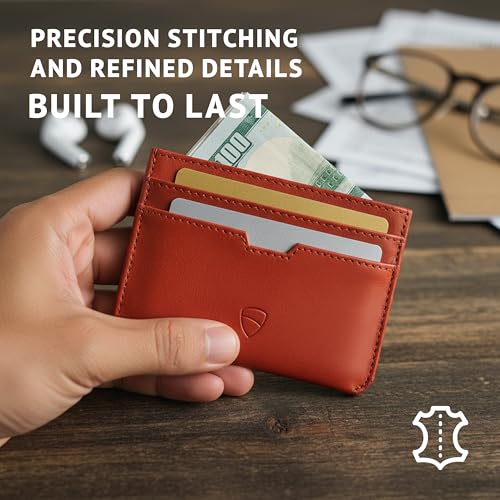 Image of Vaultskin MOORGATE Slim Card Holder - Minimalist Leather Wallet with RFID Blocking, Front Pocket Credit Card Case for Men & Women