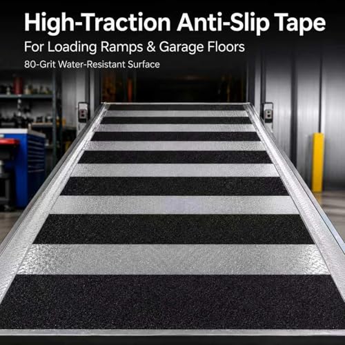 Image of Anti Slip Tape, 18 Inch x 30FT Wide Grip Tape, 80 Grit High Traction Non Skid Tape for Stairs, Ramps, Walkways, Outdoor Steps, Entryways, Black Abrasive Traction Tape