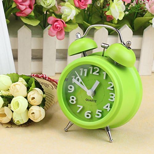 Amyove New Fashion Small Double Bell Night Light Children Alarm Clock Excellent Green