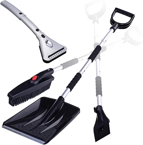 Zone Tech Cepillo de nieve reemplazable 3 en 1 y raspador de nieve calentado