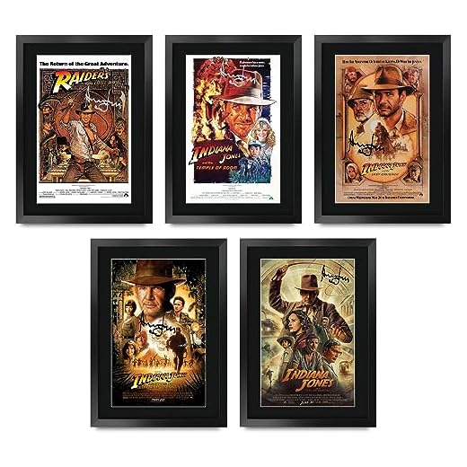 HWC Trading A3 FR Indiana Jones Film Affisch Samling Harrison Ford Undertecknat Eller Tryckt Autograf Film Gåvor Skriva ut en Bild på Displayen