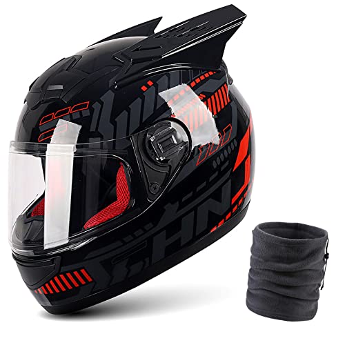 Casque de moto pour homme cyclomoteur intégral escamotable avec cornes taille M 57cm