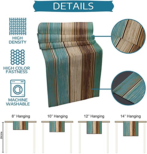 Farmhouse Table Runners 72 Inches Long,Rustic Teal Table Runner Turquoise Blue Green Brown Wood Striped Cotton Linens Burlap Dresser Scarves Table Decor For Kitchen Dining Room Coffee Table #TOP5