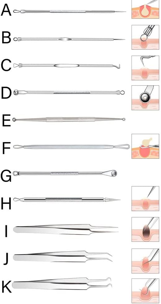 11PCS Acne Blackhead Removal Needles Skin Care Cleaning Tool Kit Pore Cleaning