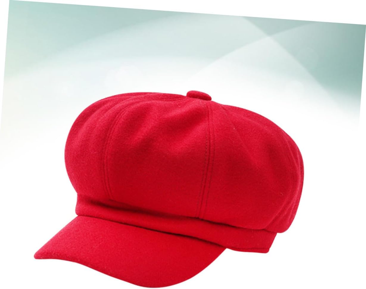 LIFKOME 3pcs Woolen Octagonal Beret for Women Stylish Red Peaked Hat Warm Autumn Accessory for Casual Outfits and Special Occasions