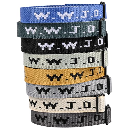 Meajjew 8PCS WWJD Christian Bracelet Pack for Women Men Christian Jesus Gifts Adjustable WWJD Bracelets Bulk - What Would Jesus Do Wristbands 8 Colors