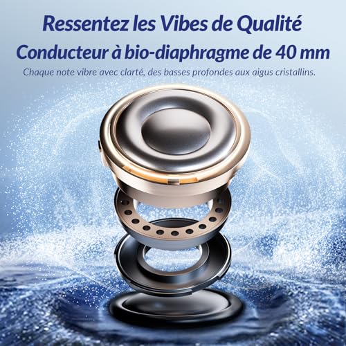 Z1 Pro ANC Casque sans Fil HiFi Son, Casques Bluetooth 5.3 Autonomie de 70 Heures, Réduction de Bruit ENC pour Appels IPX4 Design Ergonomique Beige – Image 4