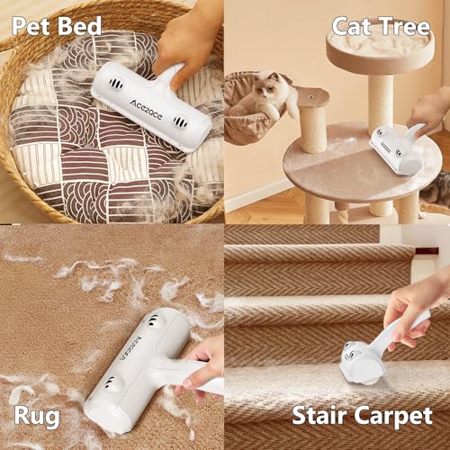 Image of ACE2ACE Pet Hair Remover Roller, Reusable Animal Hair Removal Brush for Dogs and Cats, Self Clean Pet Roller for Carpet, Furniture, Rugs, Laundry, Clothes and Bedding, Sofa, Paw Design,White+Blue