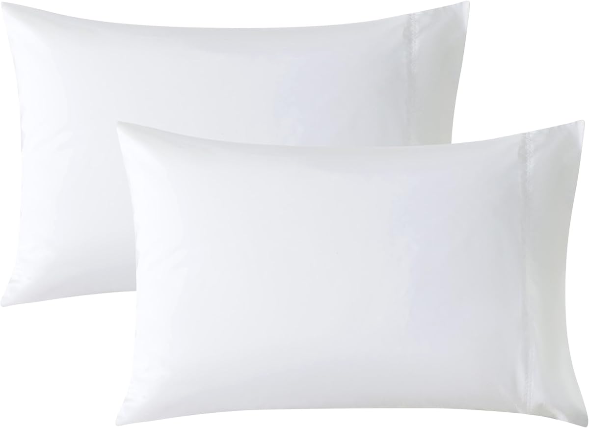 Cotton Pillowcases Standard Set of 2, Envelope Closure, 20x26 | Breathable & Skin-Friendly Pillow Covers for Comfy Sleeping, 2 Pack Pillow Cases, Machine Washable, White