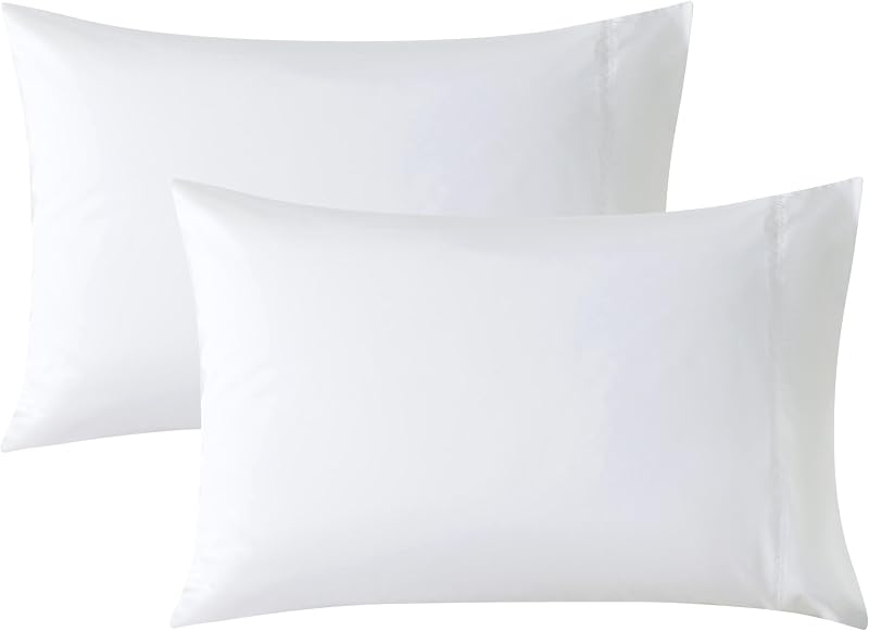 Cotton Pillowcases Standard Set of 2, Envelope Closure, 20x26 | Breathable & Skin-Friendly Pillow Covers for Comfy Sleeping, 2 Pack Pillow Cases, Machine Washable, White