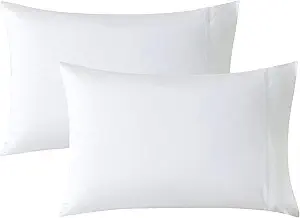 WhatsBedding Queen Size Pillowcases Set of 2, 20x30 Cotton Pillow Case with Envelope Closure, Soft & Breathable Pillow Covers for Bed, White