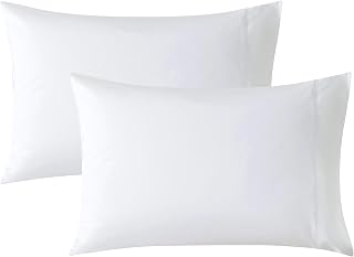 Cotton Pillowcases Standard Set of 2, Envelope Closure, 20x26 | Breathable & Skin-Friendly Pillow Covers for Comfy Sleeping, 2 Pack Pillow Cases, Machine Washable, White