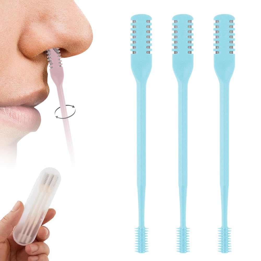 2-in-1 Nose Hair Trimmer for Men Women Manual 360 Rotating Multifunctional Nasal Hair Cutter Ear Pick Travel Essentials