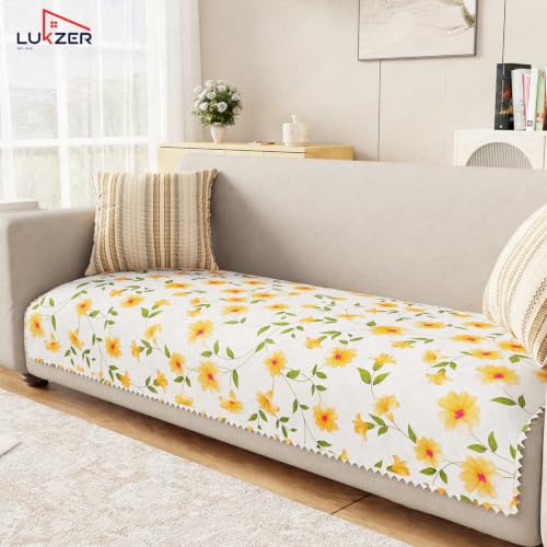 Image of Lukzer 3 Seater Sofa Cover Mat Reversible Quilted Sofa Seat Protector with WaveEdge Ultrasonic Cut - Terra Bloom - Washable Anti-Slip Sofa Throw for Living Room Couch Cover 180 x 85 CM /SC-205-03WE