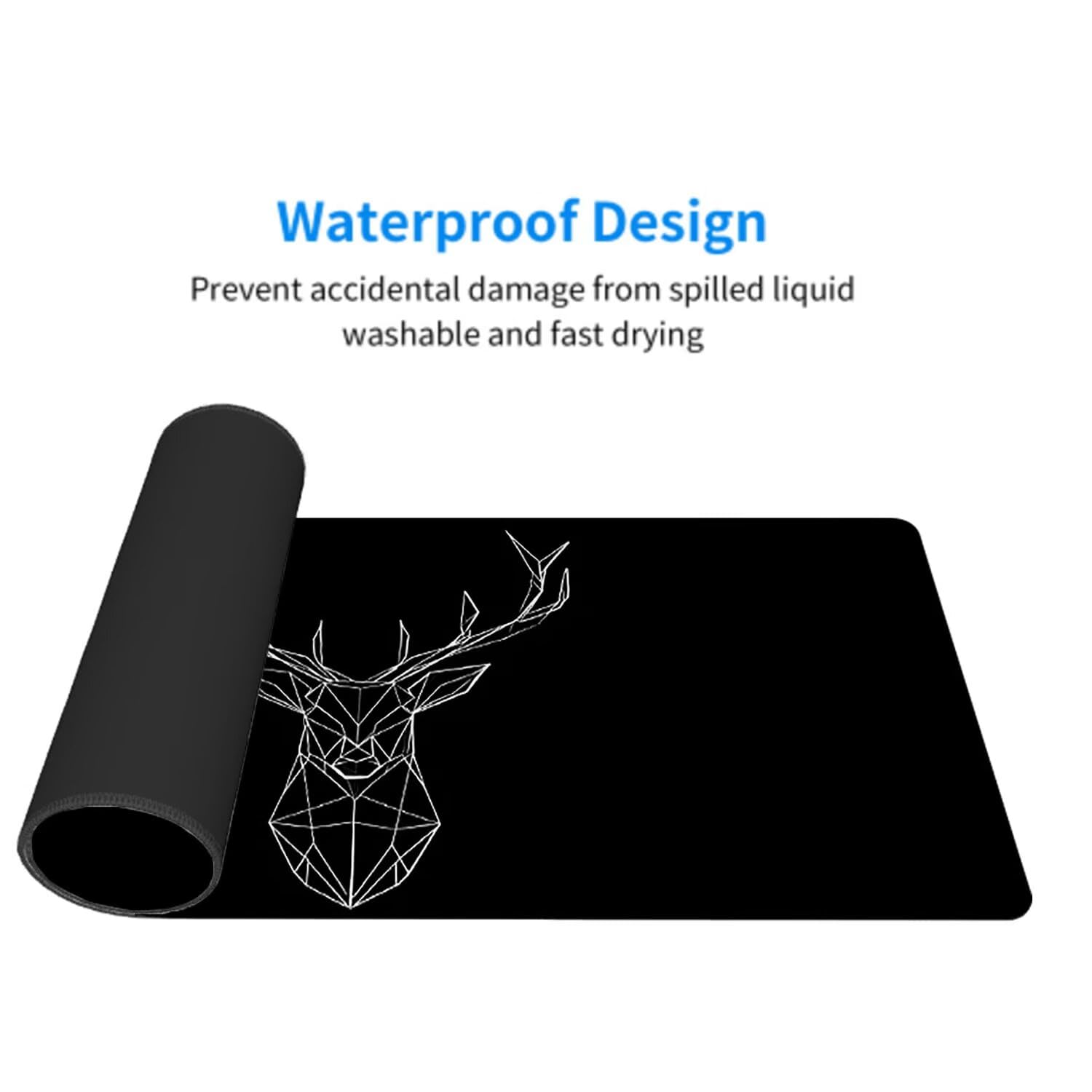 Czarna podkładka pod mysz pod mysz pod mysz do gier XXL 1400 x 600 x 3 mm podkładka pod mysz gumowa jeleń duża podkładka pod mysz dla graczy akcesoria PC i wodoodporna, do klawiatury laptopa w-1644