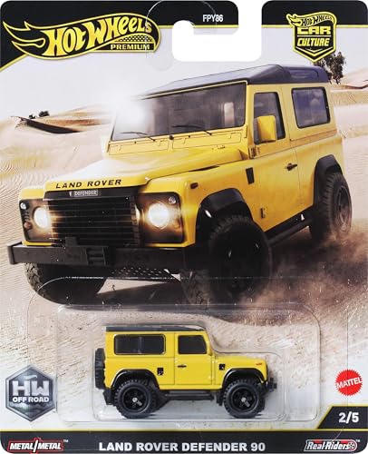 Image of Hot Wheels Premium HW Off Road 1:64 Land Rover Defender 90 Car Calture for 3 Years & Above 3 /5 (Yellow)