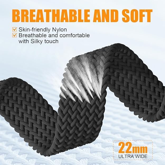 Image of Braided Nylon Band Compatible with Apple Watch 49mm /46mm /45mm /44mm /42mm /41mm /40mm /38mm | Adjustable Magnetic Clasp Strap Fit for Ultra 3 /2 /1, SE3 /2 /1 & Series 11 /10 /9 /8 /7 /6 /5 /4 /3 /2 /1