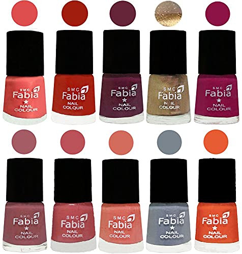 Image of ALL IN ONE (PACK OF 10), Long Lasting Glossy Nail Polish, 6 ml Each, All Vibrant Colours,01806