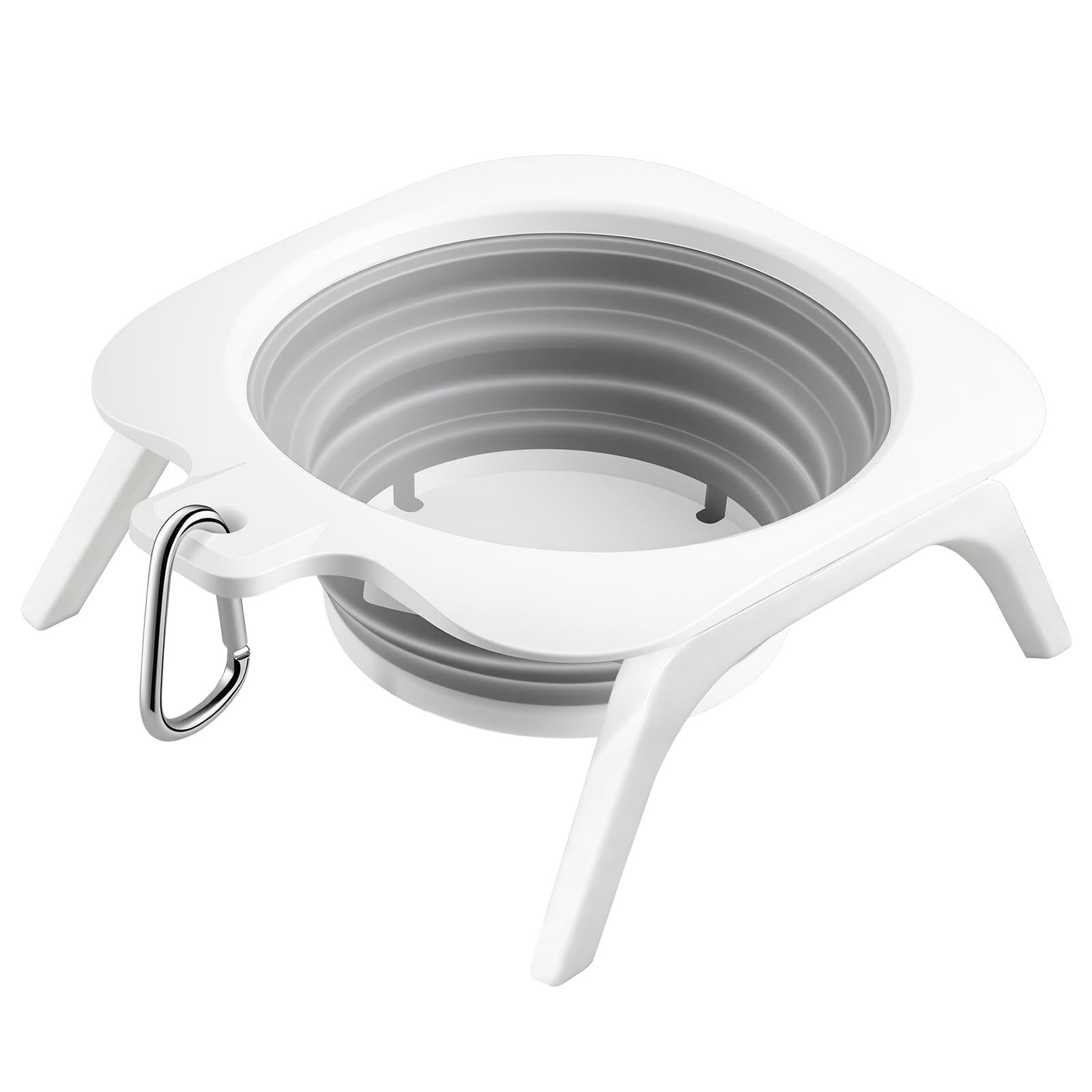 Luvore Collapsible Dog Bowl with Stand, Portable Dog Water Food Bowl with Carabiner, Pet Feeding Watering Dish, Foldable Dog Water Bowls for Cats Dogs 800ML, Gray