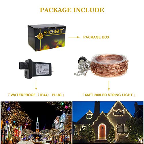 Bhclight 66Ft 200 Led Fairy Lights Plug In, Waterproof String Lights Outdoor 8 Modes Christmas Lights Bedroom Decor thumb #6