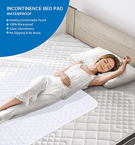 Waterproof Reusable Incontinence Bed Pads Washable Incontinence Underpads 6 Cups Absorbency, 2 Pack Non-Slip Mattress Protector For Adults, Kids And Pets(28”X 36” Inch) #TOP2