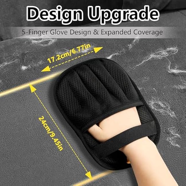 Upgraded Pet Hair Removal Gloves for Cats & Dogs, Five-Finger Electrostatic Reusable Magic Brush for Effortless Pet Hair Remover Tool on Carpet, Clothing, Laundry, Couch, Car Seat-2FPgofKc