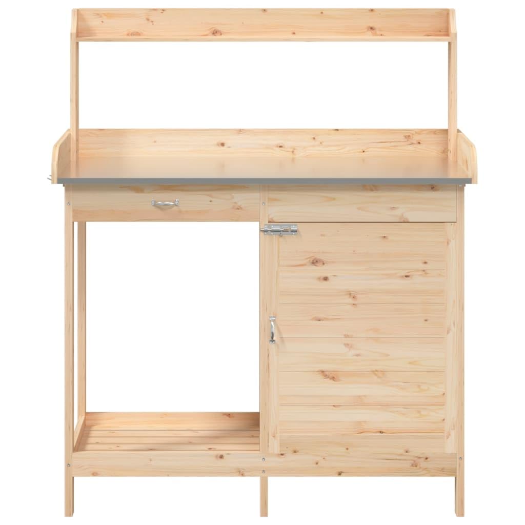 ShGaxin Mesa para macetas con Armario Madera de Abeto 110,5x45x124,5 cm, Invernaderos Huerto, Banco De Trabajo De Jardinería, Banco De Trabajo para Macetas, Mesa De Jardinería - 156343