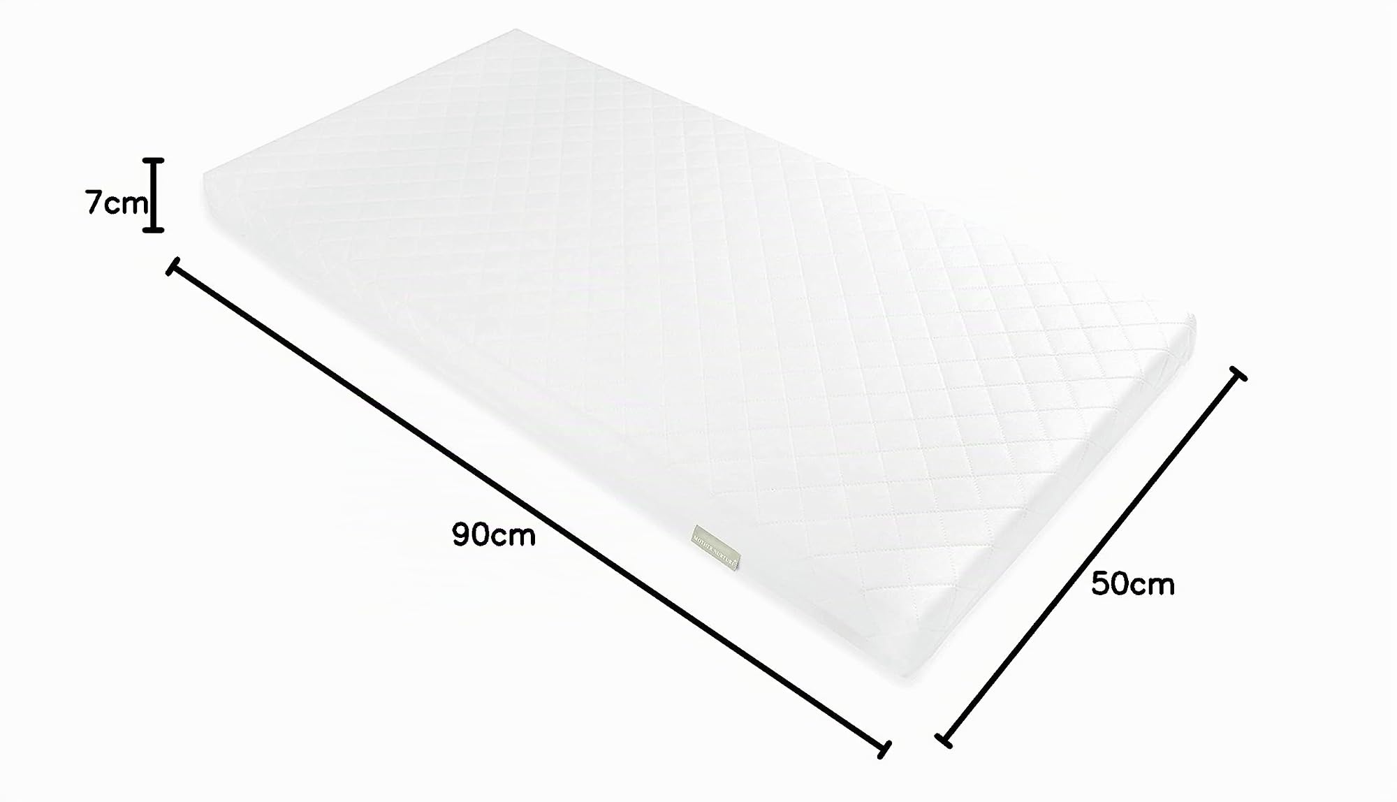 Mother Nurture Colchón clásico de Espuma para Cuna de Viaje (90 x 50 cm x 7 cm), hipoalergénico, Transpirable, para Dormir cómodamente Durante la Noche, Funda Reversible y extraíble, Probado BSI, se