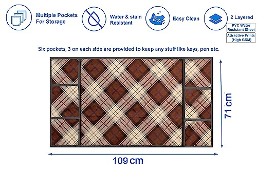 Image of Stylista Refridgerator top Cover Suitable for Samsung RR23C2E35NK /HL, 215 Liter Fridge, Dimension (WXD) 71x109 CM, Checkered Pattern Beige