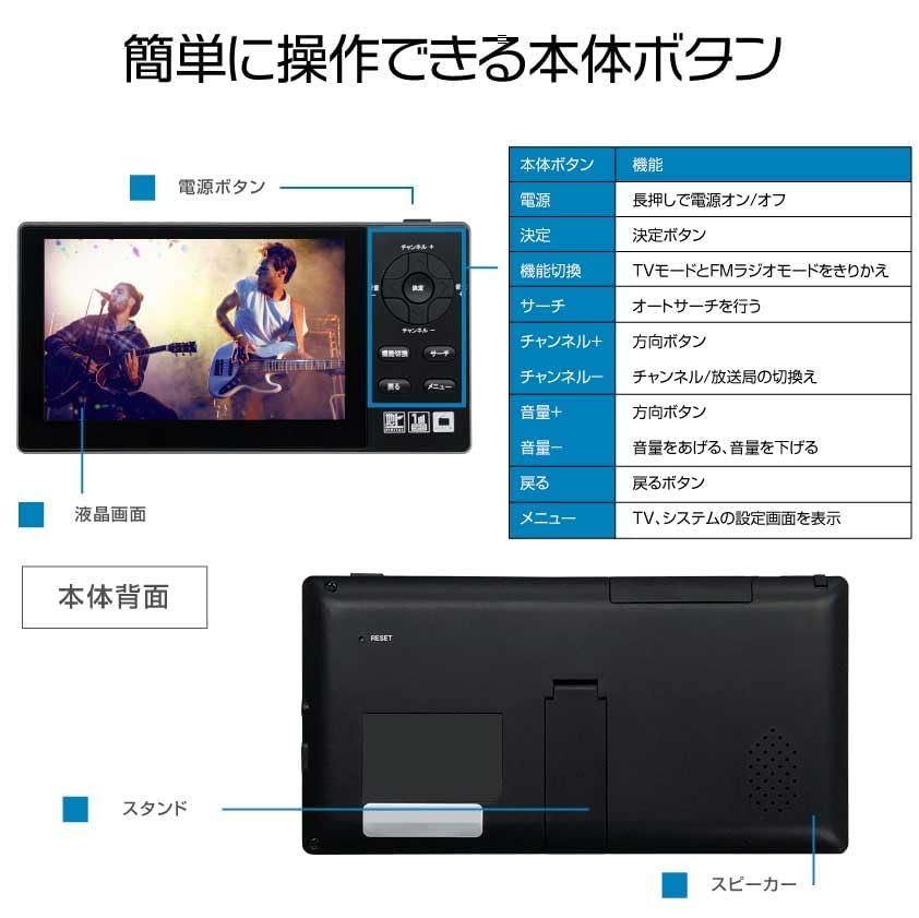 Amazon | ASTEX 5インチ ポータブル フルセグテレビ FMラジオ 高精細