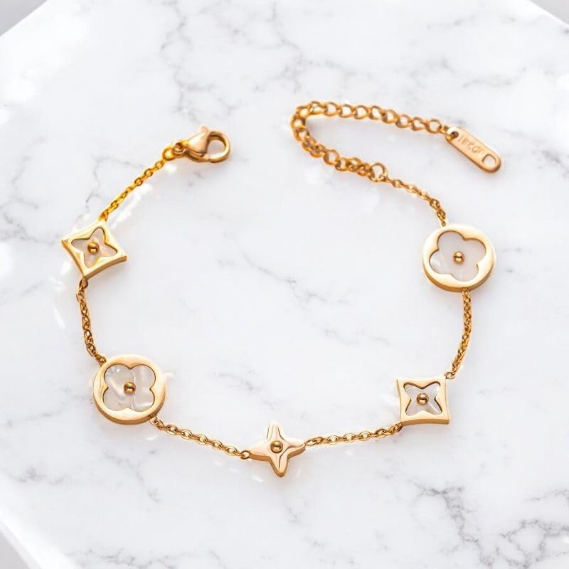 Bracelets for Women 18k Gold Plated 4 Leaf Clover Bracelet Gold Silver blue Black White Red Cute Lucky lovely Bracelets Jewelry Gifts Trendy for Women