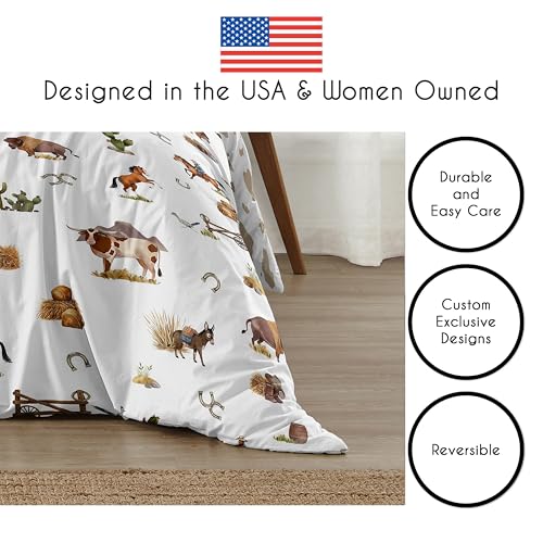 Juego de edredón vaquero matrimonial con estampado de vaca de 3 piezas 7