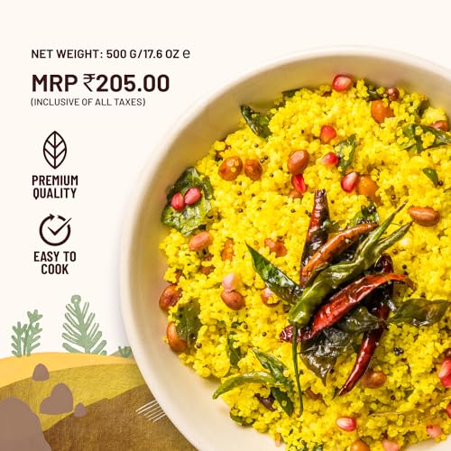 Image of Mille Foxtail Millet Whole Grain | Certified Low GI | Rice Replacement | High Fibre and Plant Protein | Gluten Free | Cooks in 10 minutes | Can be used to cook Biryani, Lemon Puliyogare | Unpolished, Toasted, No Soaking Required | Kangni /Kakum /Navani /Korralu /Korra /Thinai, 500g