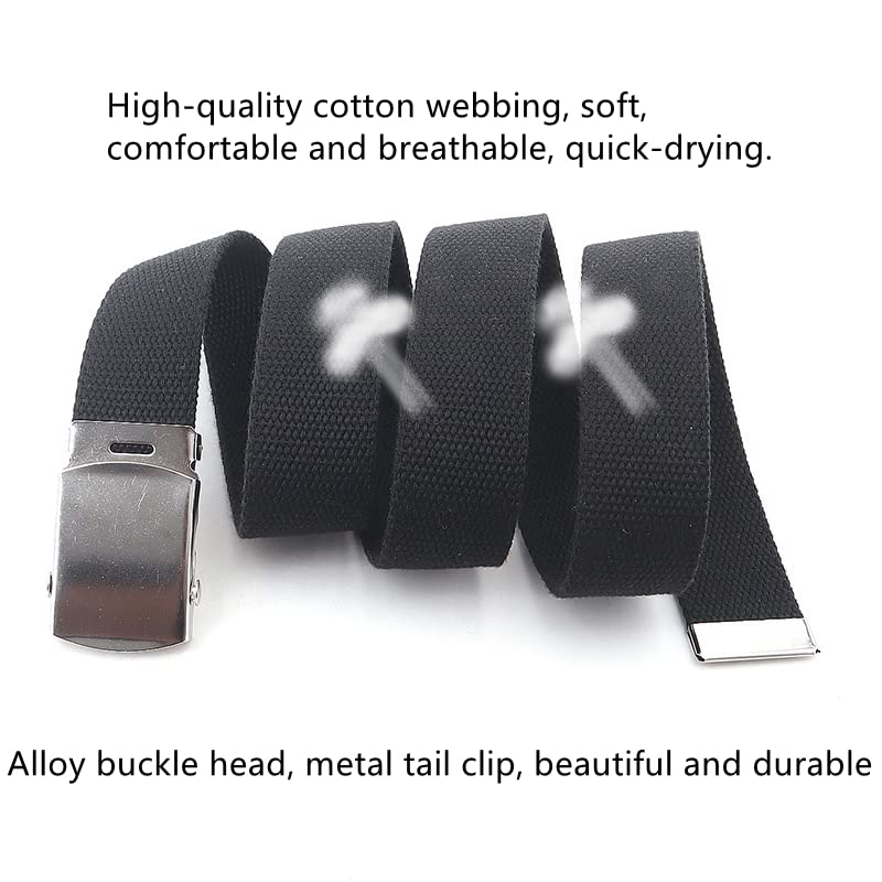 Mens Womens Canvas Web Belt Fully Adjustable Cut to Fit Golf Belt with Silver Buckle, 1.2" Width Plus Size Up to 69", 2-Pack3