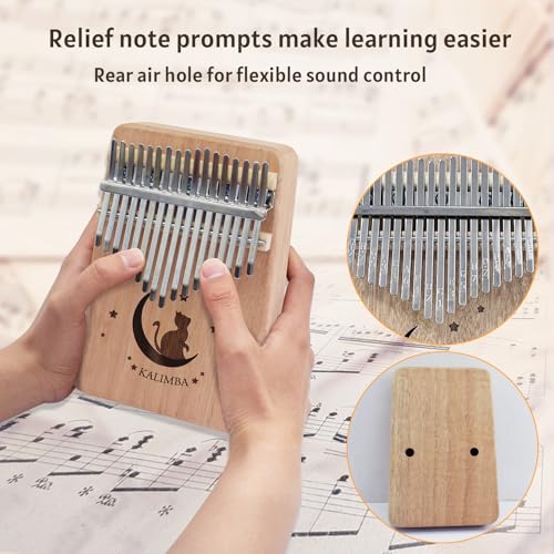 Image of 17 Key Kalimba Thumb Piano, Mbira Instrument,Musical Gift for Kids & Adults