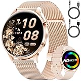 AMOLED Smartwatch pour femmes : Dotée d'un écran AMOLED toujours allumé avec une résolution de 466 x 466 pixels, cette montre connectée pour femmes offre des temps de réponse plus rapides, un contraste plus élevé, des angles de vision plus larges et une consommation d'énergie réduite. Grâce à sa fonctionnalité « lever le poignet pour réveiller », vous pouvez lire sans effort toutes vos notifications sur les réseaux sociaux, que vous fassiez de l'exercice à l'intérieur ou à l'extérieur, à la lumière du soleil