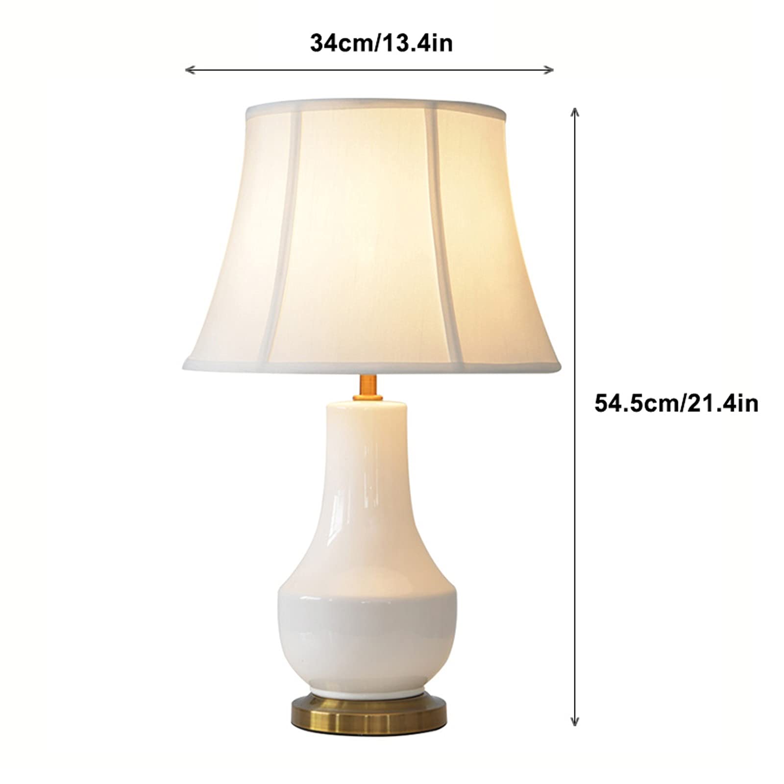 TTDGYYXW Lampada Lampada da Letto Lampade da Tavolo Bianche Lampade da Comodino in Ceramica con Paralume in Tessuto Lampade da Comodino Concise per casa e Ufficio Lampada da Tavolo da Bar, Lampada da