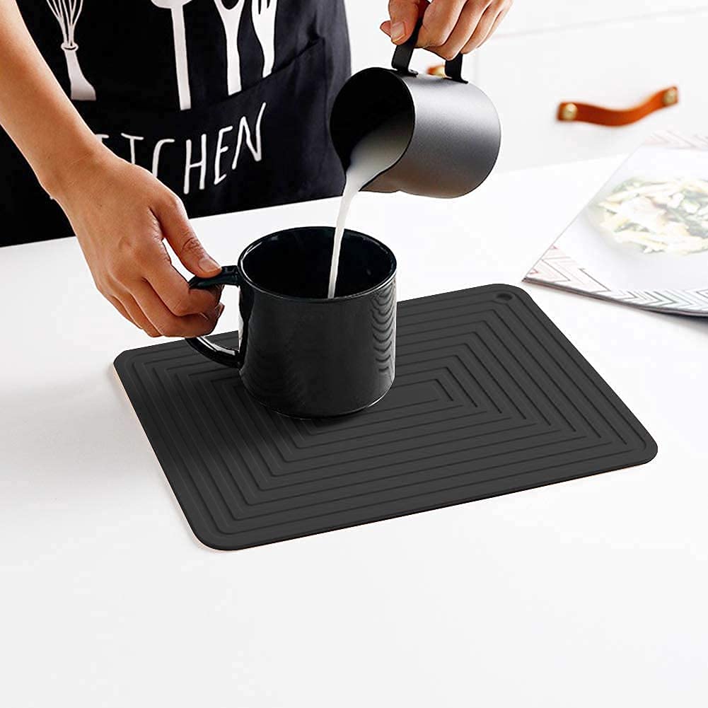 flintronic Dessous de Plat Silicone, 2PCS Anti-dérapant Anti-Chaleur 250 °C Multifonction Repose-cuillère Dessous de Verre de Cuisine Tapis de Table pour Cuisine et Salle à Manger