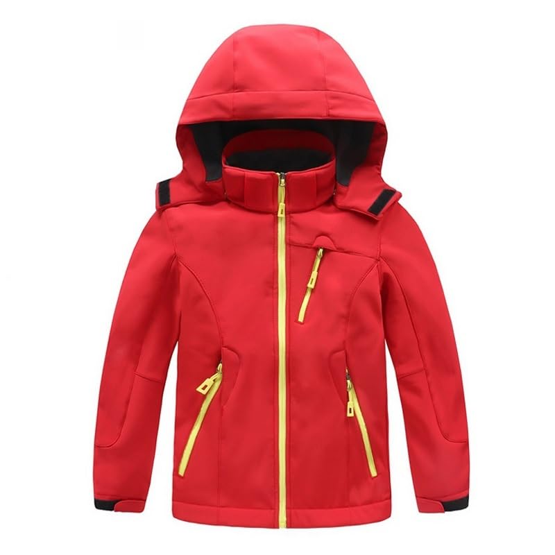 KLVN TRVLWEGO Autumn Boys Girls Waterproof Outdoor Activewear Soft Shell Camping Jacket Kids Fleece Sport Wear Windproof Hiking Coat(Red,E)2