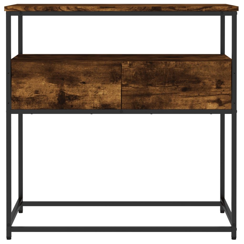 Homgoday Table console - Table d'appoint - Avec tiroirs et étagères - Pour entrée, salon, couloir - Chêne fumé - 75 x 40 x 75 cm