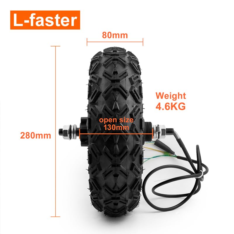 L-faster Off-Road Rough Wheel Electric Wheelbarrow Scooter, Gear Hub Motor Kit, 10 Inch Wheel, 24V, 36V, 48V, 350W (36V 350W)
