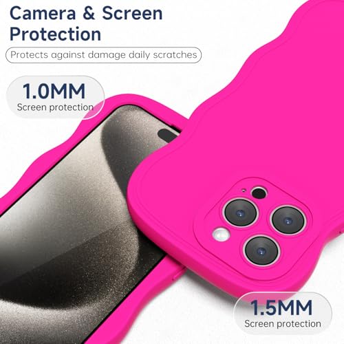 Coque silicone iPhone 15 Pro Max rose vague pour éviter les chutes